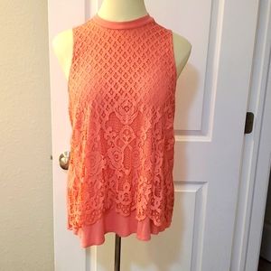 Torrid size 2 peach-orange lace swing top